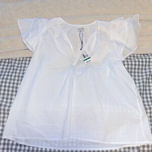 Habitual White Flutter Sleeve Blouse